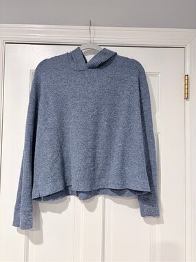 GapBody Blue Waffle Knit Hooded Pullover Sweater XL
